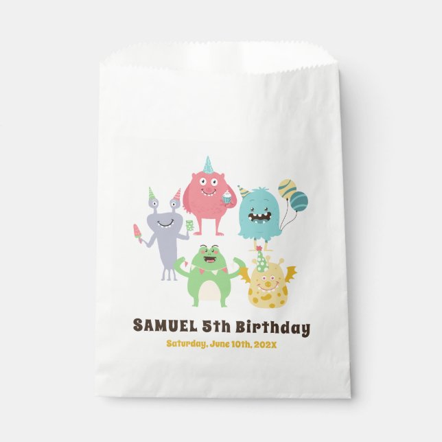 Colourful Monster Theme Kids Birthday Party Favor Bag (Front)
