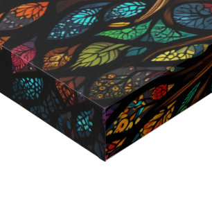 Colourful Mosaic Stained Glass Tree effect design Faux Canvas Print