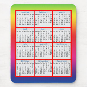 Colourful Mouse-pad Calendar for 2016 Mouse Pad
