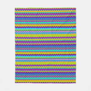 Colourful Multicoloured Lined Zigzag Pattern Fleece Blanket