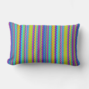 Colourful Multicoloured Lined Zigzag Pattern Lumbar Pillow