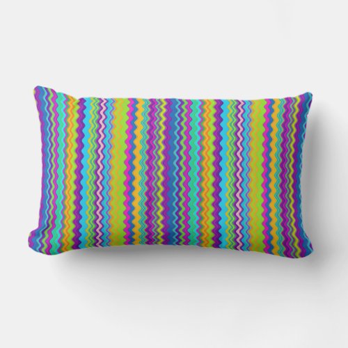 Colourful Multicoloured Lined Zigzag Pattern Lumbar Pillow