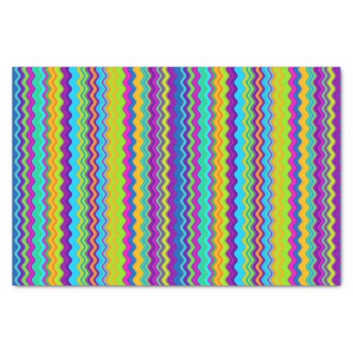 Colourful Multicoloured Lined Zigzag Pattern Tissue Paper