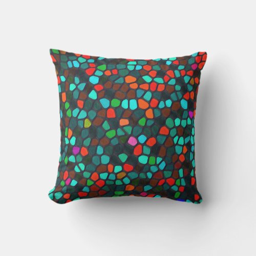 Colourful Multicoloured Mosaic Pattern Outdoor Pillow