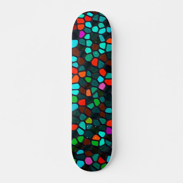 Colourful Multicoloured Mosaic Pattern Skateboard (Front)