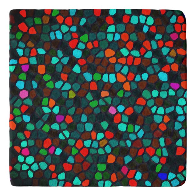 Colourful Multicoloured Mosaic Pattern Trivet (Front)