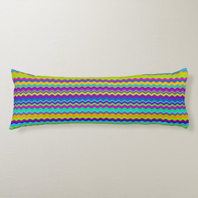Colourful Multicoloured Wavy Line Pattern Body Pillow (Front)