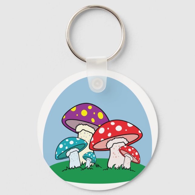 Colourful Mushrooms Keychain (Front)