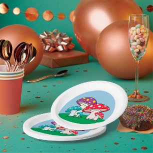 Colourful Mushrooms Paper Plates