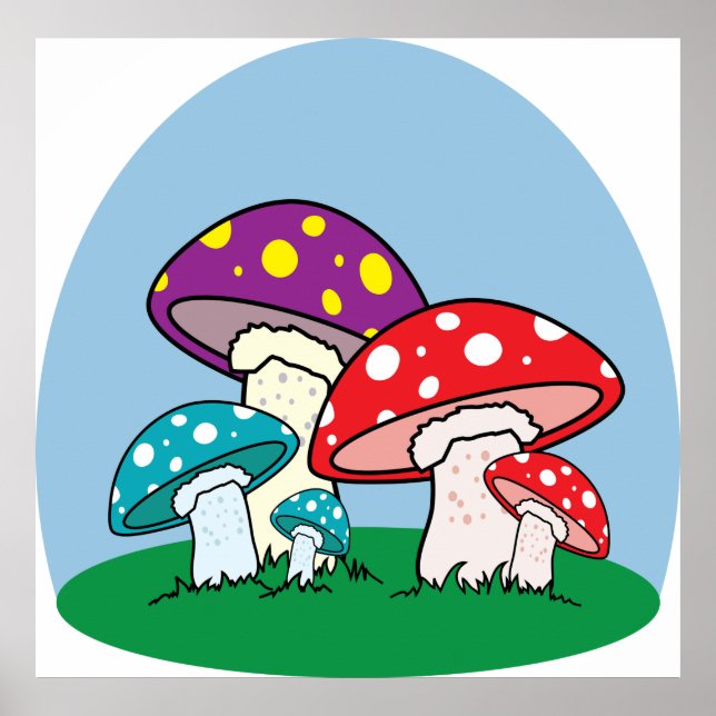 Colourful Mushrooms Poster (Front)
