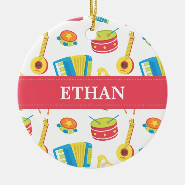 Colourful Music Instruments Kids Room Decor Ceramic Ornament (Front)