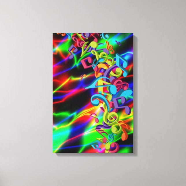 colourful music notes neon bright background color canvas print (Front)