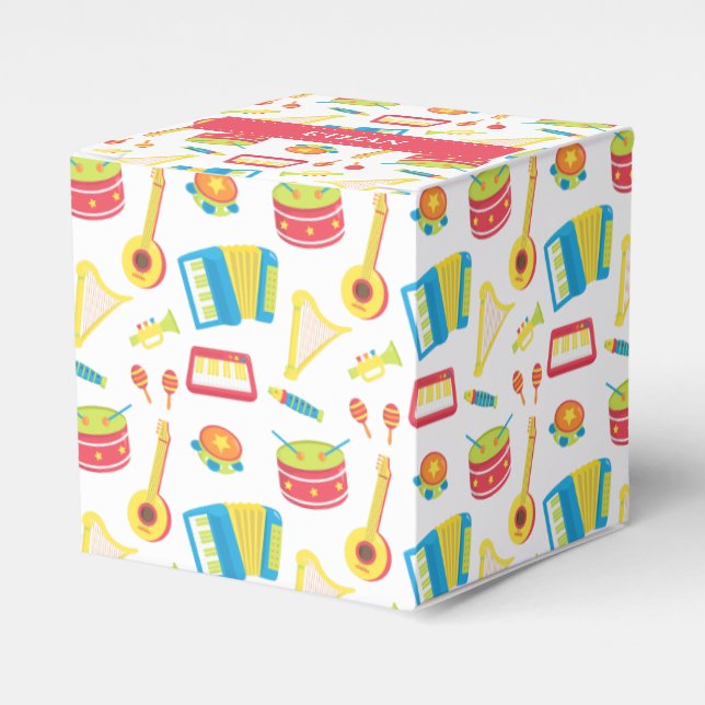 Colourful Musical Instruments Pattern For Kids Favor Boxes (Front Side)