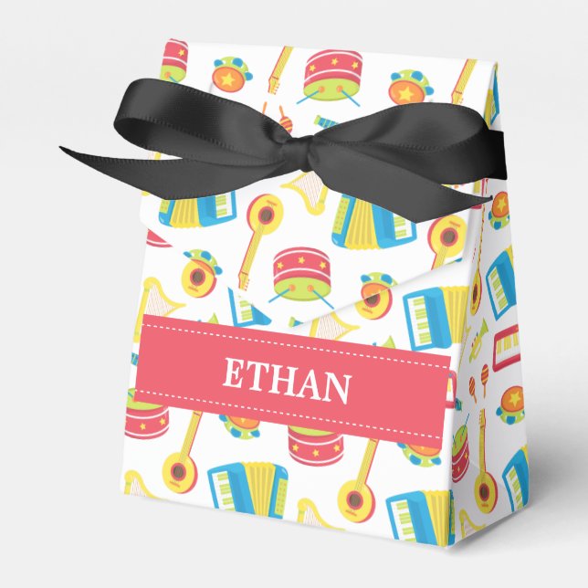 Colourful Musical Instruments Pattern For Kids Favor Boxes (Front Side)