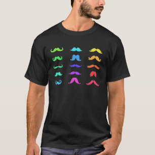 Colourful Mustache s for Girls Women Moustache T-Shirt