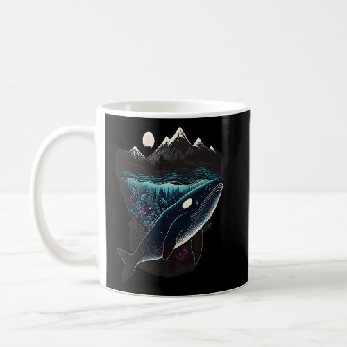 Colourful mystical orca whale watching dolphin pot coffee mug