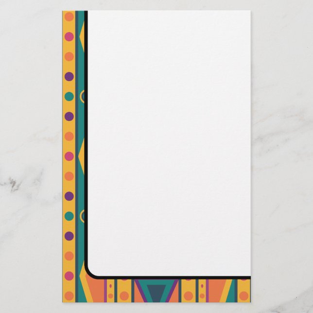 Colourful Native American Style Pattern Stationery (Front)