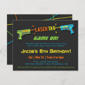 Colourful Neon Laser Tag Birthday Party Invitation (Front/Back)