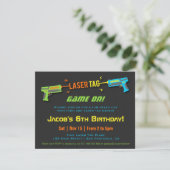 Colourful Neon Laser Tag Birthday Party Invitation (Standing Front)