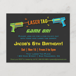 Colourful Neon Laser Tag Birthday Party Invitation