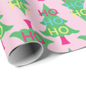Colourful Neon Typographic HO HO Christmas Tree Wrapping Paper (Roll Corner)