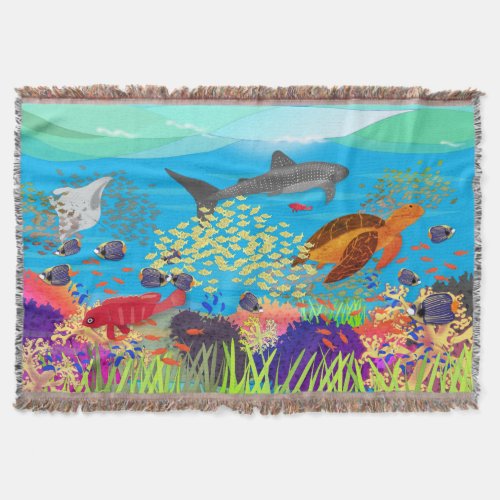 Colourful Ningaloo Reef  Throw Blanket