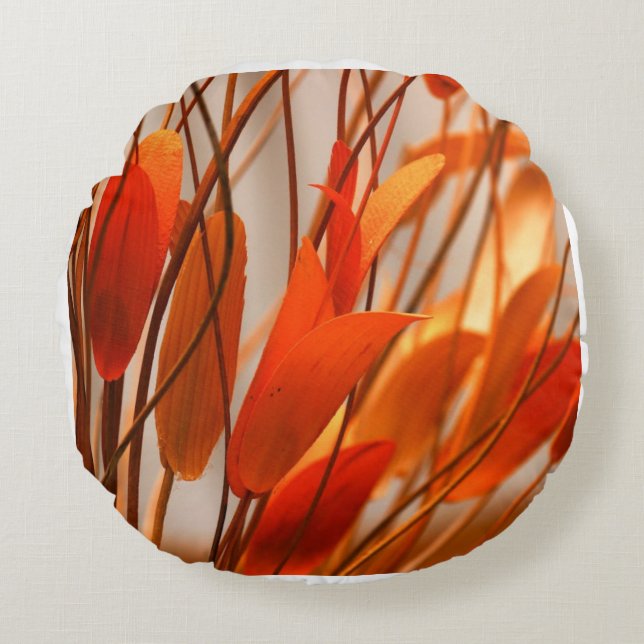 Colourful orange round pillow (Front)