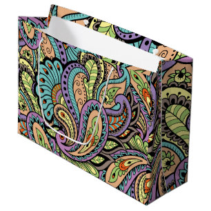 Colourful Oriental Paisley Pattern Large Gift Bag