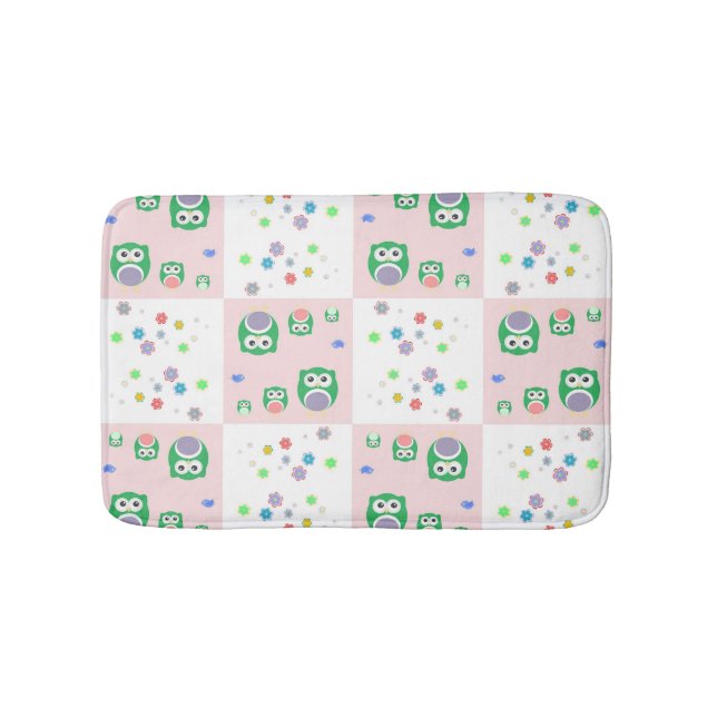 Colourful Owl Pattern For Kids 2 Bath Mat (Front)