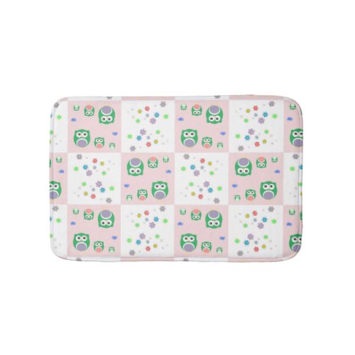 Colourful Owl Pattern For Kids 2 Bathroom Mat
