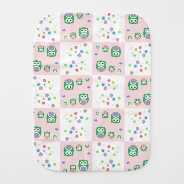 Colourful Owl Pattern For Kids 2 Burp Cloth (Front)