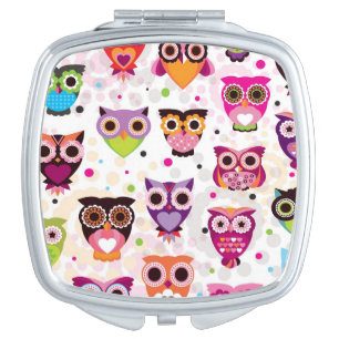 Colourful Owl Pattern For Kids 2 Compact Mirror