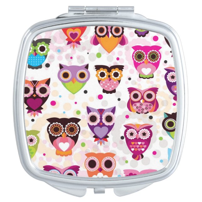 Colourful Owl Pattern For Kids 2 Compact Mirror (Front)