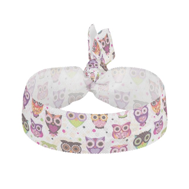 Colourful Owl Pattern For Kids 2 Elastic Hair Tie (Front)