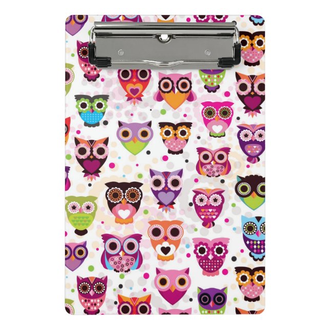 Colourful Owl Pattern For Kids 2 Mini Clipboard (Front)