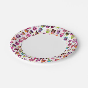 Colourful Owl Pattern For Kids 2 Paper Plates