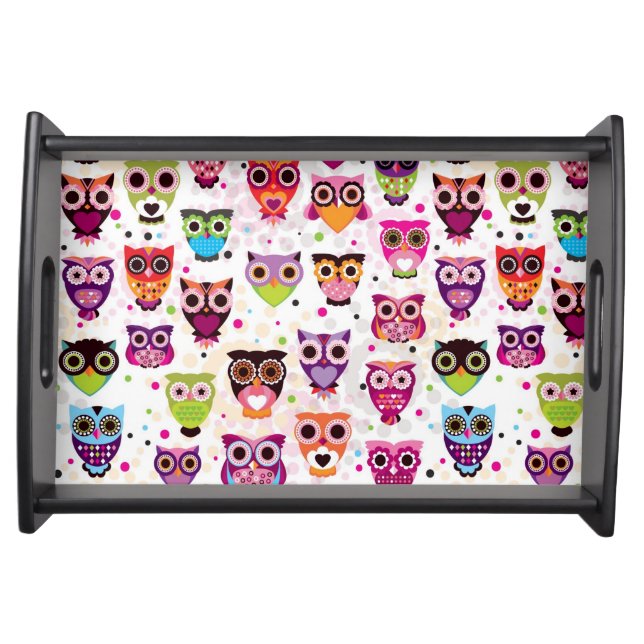 Colourful Owl Pattern For Kids 2 Serving Tray (Front)