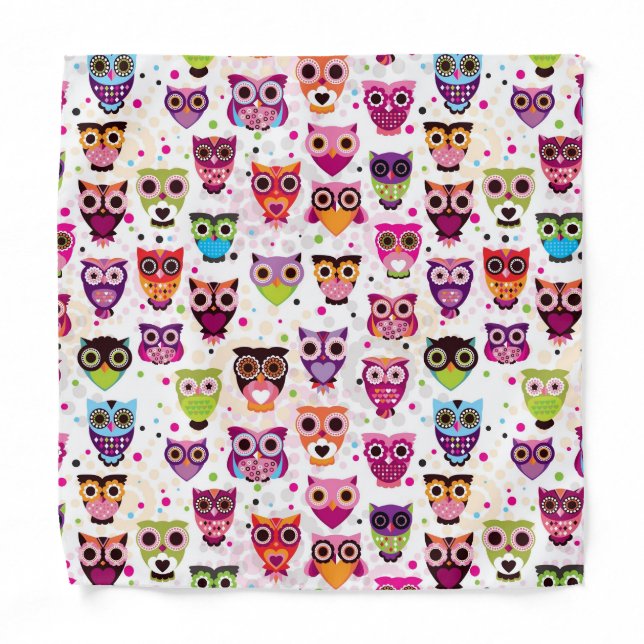 Colourful Owl Pattern For Kids Bandana (Front)