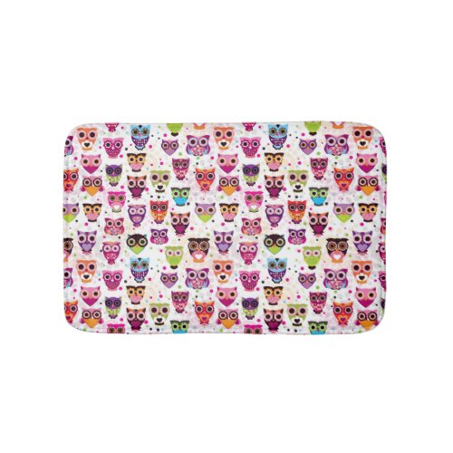 Colourful Owl Pattern For Kids Bath Mat