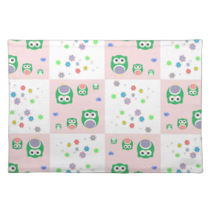 Colourful Owl Pattern For Kids Cloth Placemat