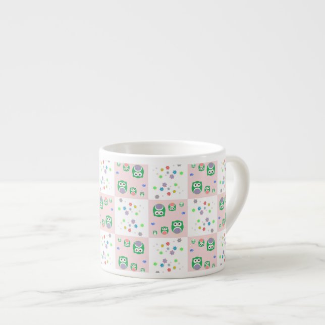 Colourful Owl Pattern For Kids Espresso Cup (Front Right)