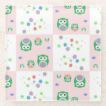 Colourful Owl Pattern For Kids Glass Coaster