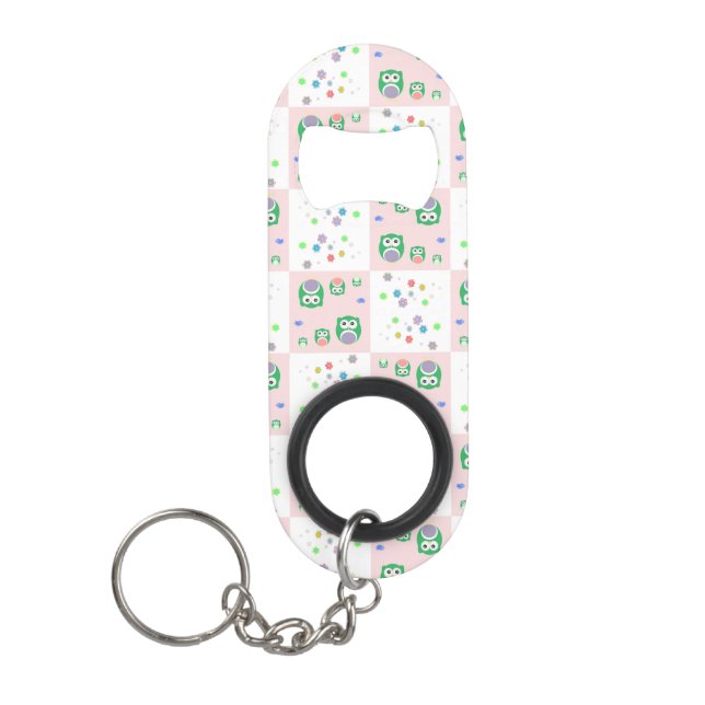 Colourful Owl Pattern For Kids Keychain Bottle Opener (Front)