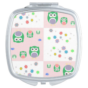 Colourful Owl Pattern For Kids Mirror For Makeup