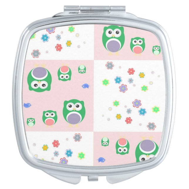 Colourful Owl Pattern For Kids Mirror For Makeup (Front)