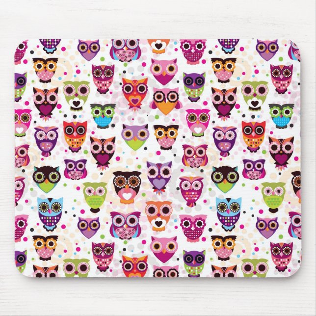 Colourful Owl Pattern For Kids Mouse Pad (Front)