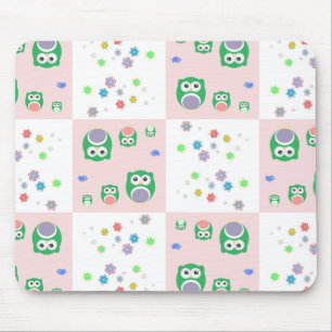 Colourful Owl Pattern For Kids Mouse Pad