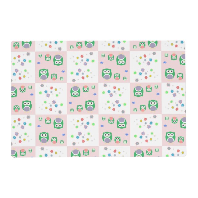 Colourful Owl Pattern For Kids Placemat (Front)