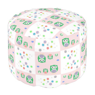 Colourful Owl Pattern For Kids Pouf