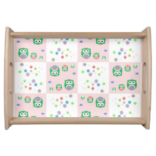 Colourful Owl Pattern For Kids Serving Tray